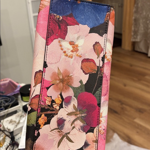 Ted Baker of London Floral Print Tote Bag with Black Handles - Pink Multi - Picture 5 of 5